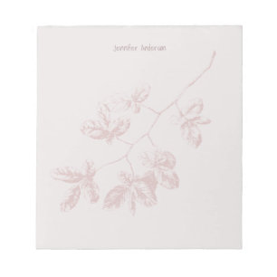 Moderne Florale Personalisierte Name Mauve Blush Notizblock