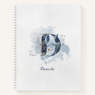 Moderne florale persönliche Monogrammbuchstabe D B Notizblock