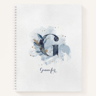 Moderne florale persönliche Monogrammbuchstabe G B Notizblock