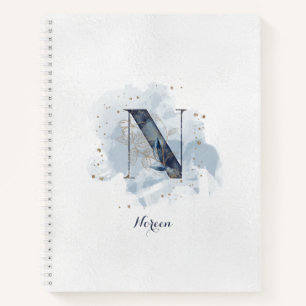 Moderne florale persönliche Monogrammbuchstabe N B Notizblock