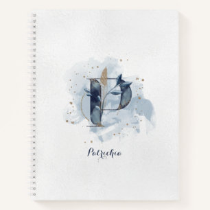 Moderne florale persönliche Monogrammbuchstabe P B Notizblock