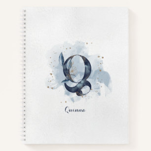 Moderne florale persönliche Monogrammbuchstabe Q B Notizblock