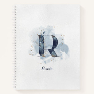 Moderne florale persönliche Monogrammbuchstabe R B Notizblock