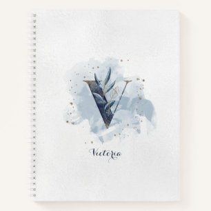 Moderne florale persönliche Monogrammbuchstabe V B Notizblock