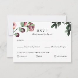 Moderne florale Pflaumenkarte mit Wahlmöglichkeit RSVP Karte
