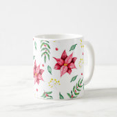 Moderne florale Poinsettia Watercolor Kaffeetasse (VorderseiteRechts)