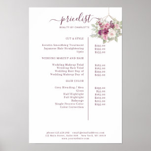 Moderne, florale Preisliste Poster