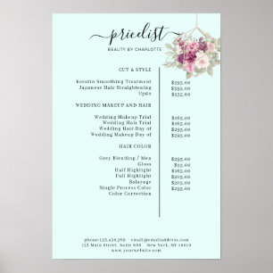 Moderne, florale Preisliste Poster