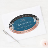 Moderne florale Produktkennzeichnungen Ocean Blue  Ovaler Aufkleber (Umschlag)