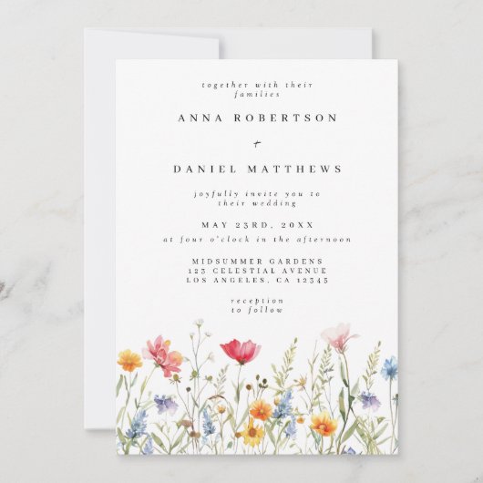 Moderne Florale QR-Code-Hochzeit Einladung (Vorderseite)