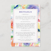Moderne florale Rainbow LGBTQ Hochzeitdetails Begleitkarte (Vorderseite)