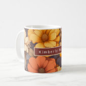 Moderne florale Retroherbstelegation Kaffeetasse (Vorderseite Links)