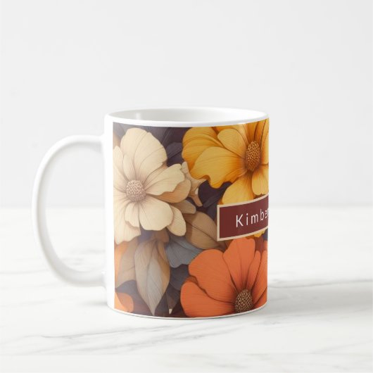 Moderne florale Retroherbstelegation Kaffeetasse (Links)
