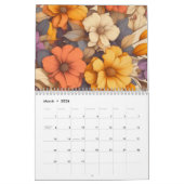 Moderne florale Retroherbstelegation Kalender (Mär 2026)