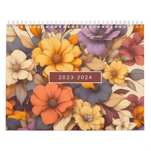 Moderne florale Retroherbstelegation Kalender (Titelbild)