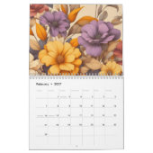 Moderne florale Retroherbstelegation Kalender (Feb 2027)