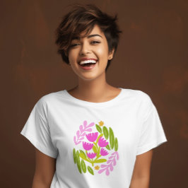 Moderne florale rosa elegante botanische Farbe T-Shirt