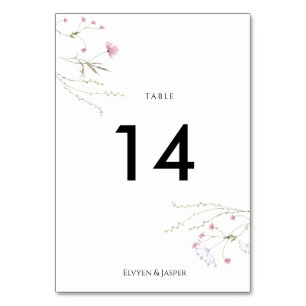 Moderne Florale Rosa Wilde Blume Tischnummer