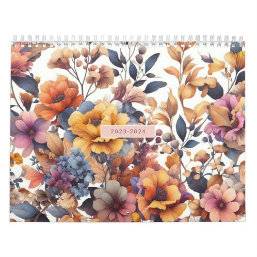 Moderne florale Rose fällt mädchenhaft elegant sti Kalender (Titelbild)