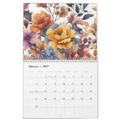 Moderne florale Rose fällt mädchenhaft elegant sti Kalender (Feb 2027)