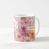 Moderne florale Rose pink mädchenhaft elegant stil Kaffeetasse (VorderseiteRechts)