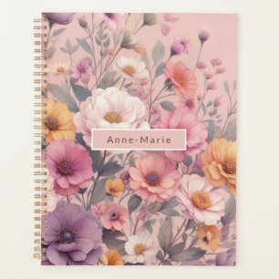Moderne florale Rose pink mädchenhaft elegant stil Planer