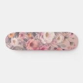 Moderne florale Rose pink mädchenhaft elegant stil Skateboard (Horizontal)
