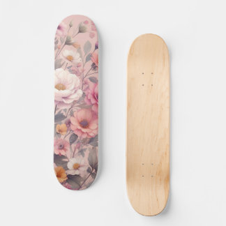 Moderne florale Rose pink mädchenhaft elegant stil Skateboard