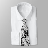Moderne florale Rose Schwarz-Weiß-Neck-Tie Krawatte (Gebunden)
