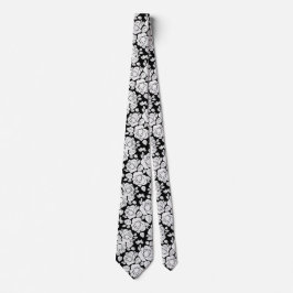 Moderne florale Rose Schwarz-Weiß-Neck-Tie Krawatte