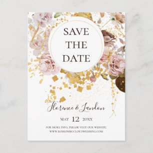 Moderne Florale Röte   Save The Date Postkarte
