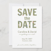 Moderne Florale Salbei-Grüne Einfache Hochzeit Save The Date (Vorderseite)