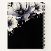 Moderne Florale Schwarz-Weiß-Initiale Monogramm Notizblock (Rückseite)