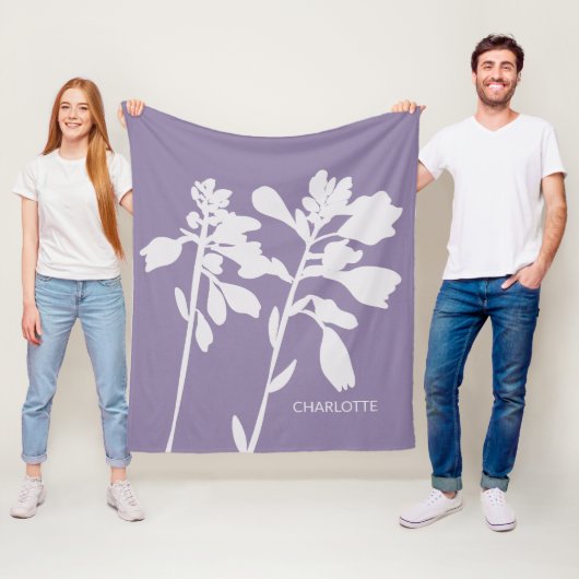Moderne Florale Silhouette Benutzername Fleecedecke (Beispiel)
