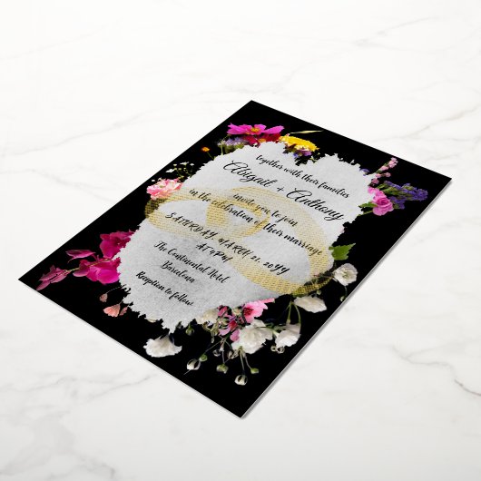 Moderne, florale Stilgrenze Folieneinladung (Gedreht)