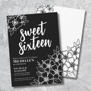 Moderne Florale Sweet Sixteen Geburtstagsfeier Einladung