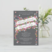 Moderne florale Twins Taufen Einladungen (Stehend Vorderseite)