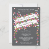 Moderne florale Twins Taufen Einladungen (Vorderseite)