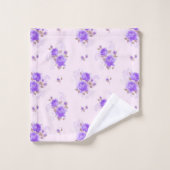 Moderne Florale Violette Rose Badhandtuch Set (Waschlappen)