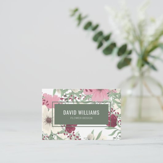 Moderne florale Visitenkarte (Stehend Vorderseite)