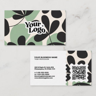 Moderne Florale Visitenkarte – QR-Code & Logo