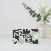 Moderne Florale Visitenkarte – QR-Code & Logo (Stehend Vorderseite)