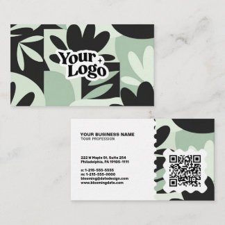 Moderne Florale Visitenkarte – QR-Code & Logo