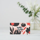 Moderne Florale Visitenkarte – QR-Code & Logo (Stehend Vorderseite)