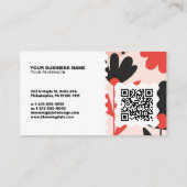 Moderne Florale Visitenkarte – QR-Code & Logo (Rückseite)