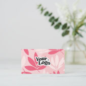 Moderne Florale Visitenkarte – QR-Code & Logo (Stehend Vorderseite)