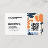 Moderne Florale Visitenkarte – QR-Code & Logo (Rückseite)