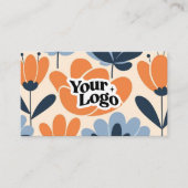 Moderne Florale Visitenkarte – QR-Code & Logo (Vorderseite)