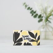 Moderne Florale Visitenkarte – QR-Code & Logo (Stehend Vorderseite)