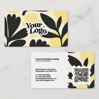 Moderne Florale Visitenkarte – QR-Code & Logo